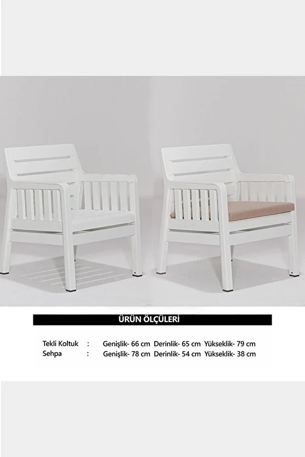 Home 1+ 1 S 2 Kişilik Minderli Bahçe Balkon Oturma Takımı -beyaz